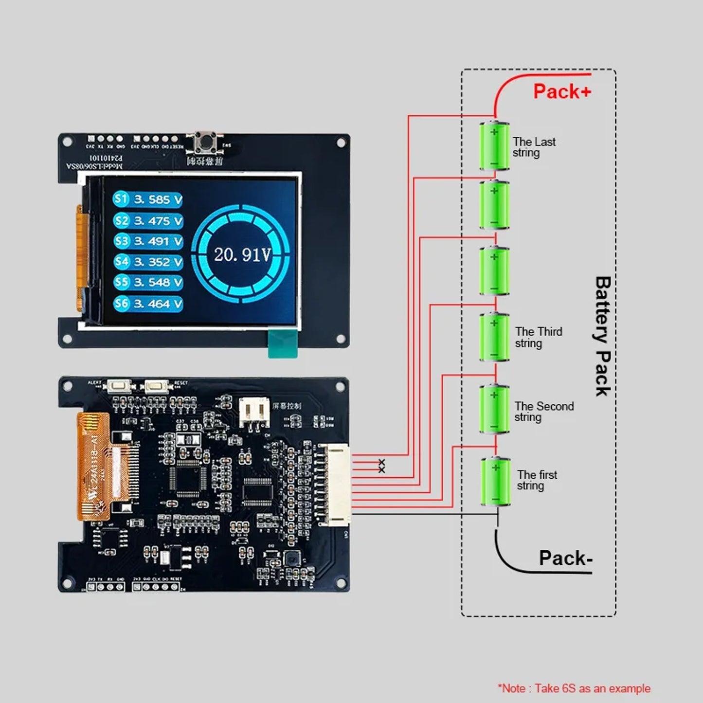 4S 6S 8S 24S Battery volatge tester 12V 24V 48V 60V Lithium/Lifepo4 battery volt